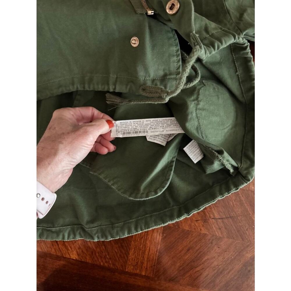 Zara Woman Green Embroidered Utility Jacket Tropical Patch Studded Oversized M - Picture 9 of 16